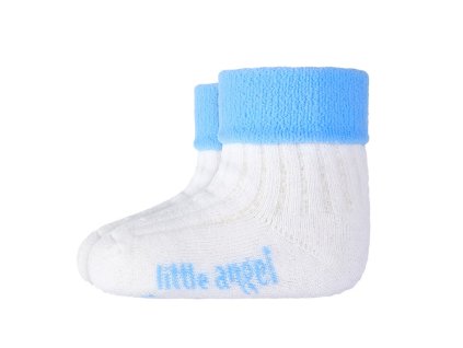 Little Angel ponožky froté Outlast® - bílá/sv.modrá (Velikost 10-14 | 7-9 cm)