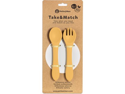 PETITEMARS PETITE&MARS Příbor silikonový TAKE&MATCH Intense Ochre 6m+