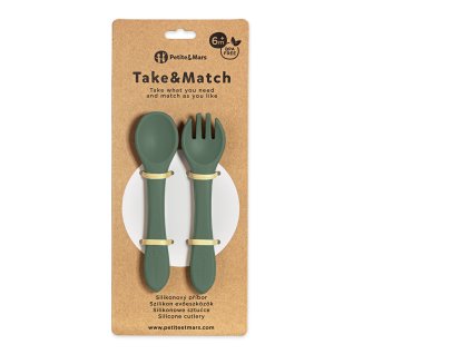 PETITEMARS PETITE&MARS Příbor silikonový TAKE&MATCH Misty Green 6m+