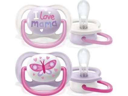 PHILIPS AVENT Philips AVENT Šidítko Ultra air Text 0-6m dívka, 2 ks