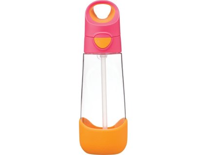 b.box Lahev na pití s brčkem 600 ml - růžová/oranžová