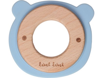 label label kousatko medvidek drevo silikon modre