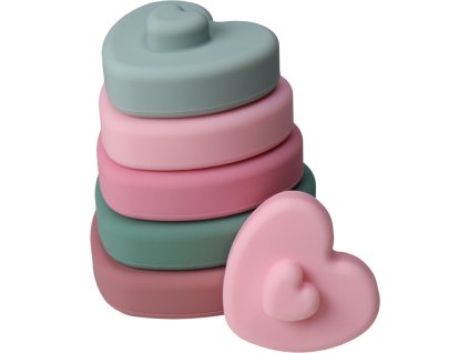 label label silikonova stohovaci vez srdicka ruzova