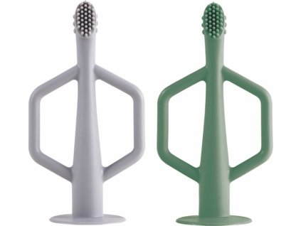 tiny twinkle silikonovy zubni kartacek 2 ks olive grey