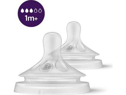 PHILIPS AVENT Philips AVENT Savička Natural Response 3 pomalý průtok 1m+, 2 ks