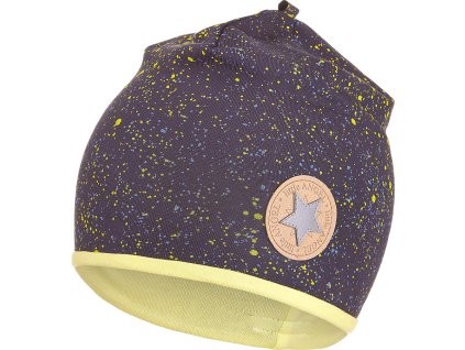 Little Angel Čepice podšitá Outlast® - tm.modrá vzor/citronová (Velikost 3 | 42-44 cm)