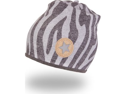 Little Angel Čepice podšitá Outlast® - šedočerný vzor/tm.šedý melír (Velikost 3 | 42-44 cm)