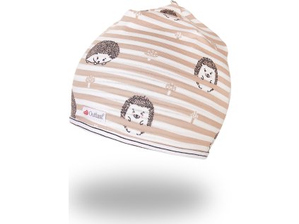 Little Angel Čepice podšitá BIO Outlast® - hnědá ježek/pruh bíločerný (Velikost 1 | 36-38 cm)