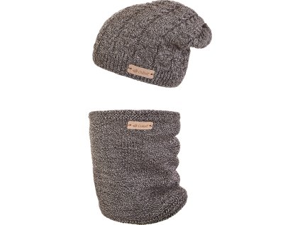 Little Angel set pletená čepice a nákrčník Outlast ® - černobílá (Velikost 5 | 49-53 cm)