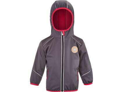 Little Angel bunda softshell STRETCH - šedá/růžová (Velikost 86)