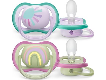 PHILIPS AVENT Philips AVENT Šidítko Ultra air Obrázek 0-6m dívka (duha), 2ks