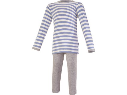 Little Angel pyžamo DR smyk Outlast® - pruh modrý/šedý melír (Velikost 92)