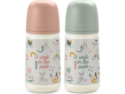 SUAVINEX | Kojenecká láhev Walk anatomická M silikon 270 ml - růžová (Varianta SUAVINEX | Kojenecká láhev Walk anatomická M silikon 270 ml - růžová)