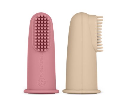 PETITEMARS PETITE&MARS Sada silikonových zubních kartáčků na prst Rose&Sand 2 ks 0m+