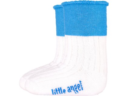 Little Angel ponožky froté Outlast® - bílá/modrá (Velikost 10-14 | 7-9 cm)