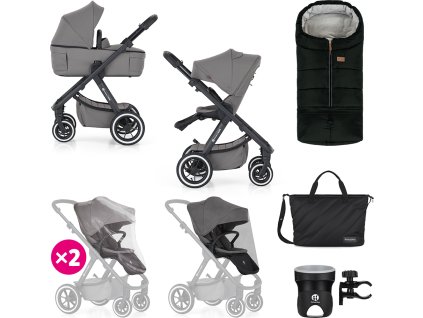 PETITEMARS PETITE&MARS Kočárek kombinovaný ICON 2V1 Dove Grey XXL AIR