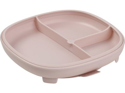 Dělený talířek s přísavkou 2v1 - růžový