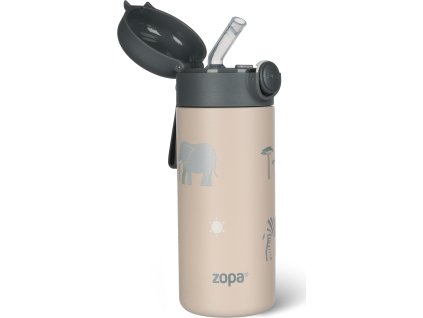 ZOPA Termoska na tekutiny s brčkem a silikonovým držákem 350 ml (Varianta Safari)