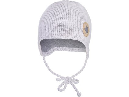 Little Angel Čepice pletená zavazovací LA Outlast ® - sv.kouřová (Velikost 1 | 36-38 cm)