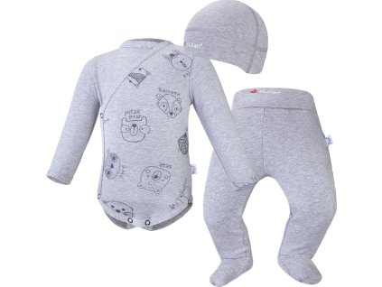 Little Angel novorozenecká sada smyk Outlast® - šedý melír/zvířátka (Velikost 56)