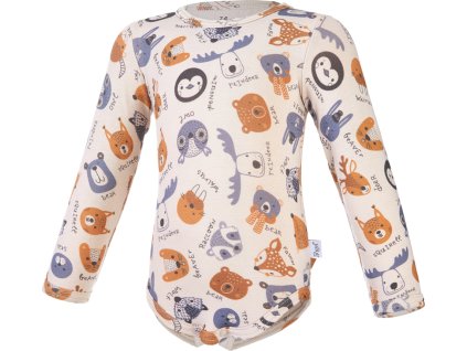 Little Angel body tričko smyk TISK Outlast® - latte barevná zvířátka (Velikost 62)