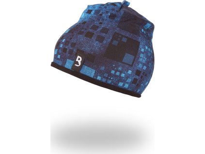 Little Angel Čepice podšitá Outlast® - denim čtverce/černá (Velikost 5 | 49-53 cm)