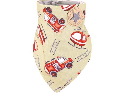 Little Angel Šátek na krk podšitý Outlast® - zelená hasiči/pruh bílošedý melír (Velikost UNI)