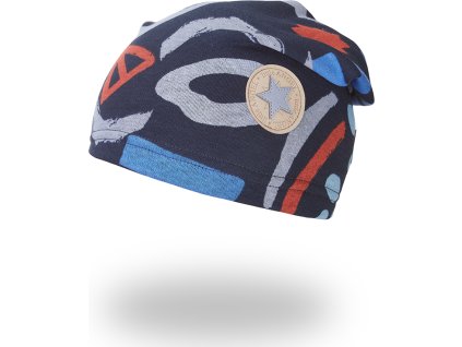 Little Angel Čepice spadlá hřejivá - černá vzor (Velikost 3 | 42-44 cm)