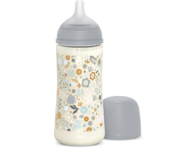 SUAVINEX | Kojenecká láhev WONDERLAND 360ml FYZIOL PRŮTOK L - LIBERTY MODRÁ