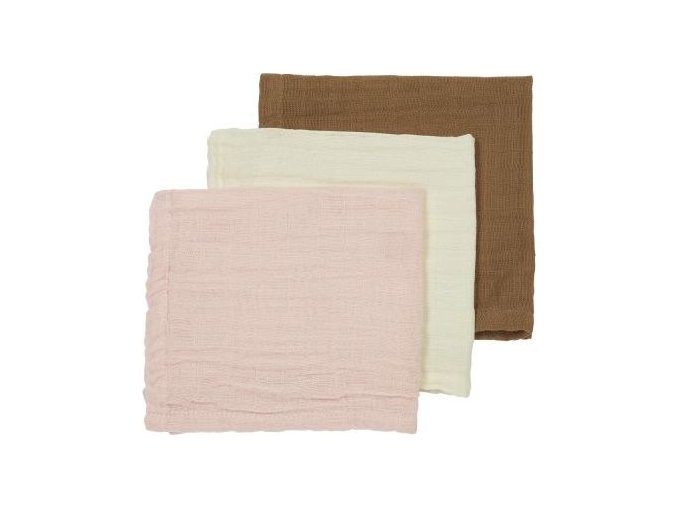 Mušelínová plena-žínka 3-balení - Offwhite/soft pink/toffee
