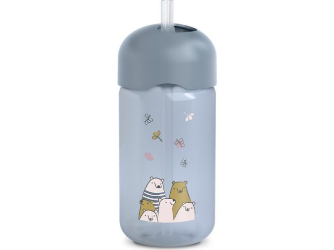 SUAVINEX | Lahvička s brčkem BEAR 340 ml - MODRÁ