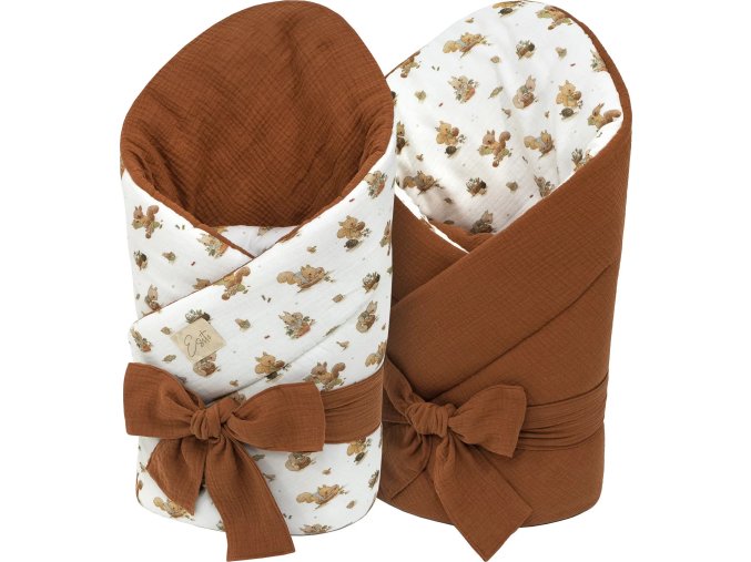 ESITO Mušelínová zavinovačka pro miminko Veverka 85x85 cm - 85 x 85 cm