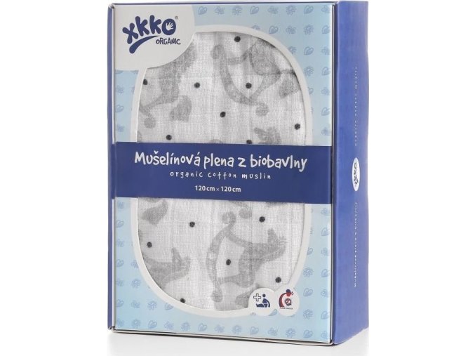 Biobavlněná plena XKKO Organic 120x120 - Rocking Horses Silver