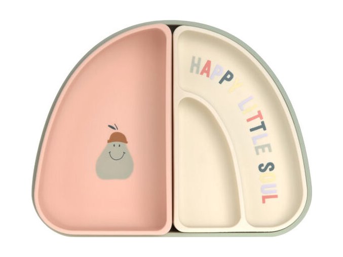 LÄSSIG BABIES LÄSSIG Dish Set Silicone Section Happy Fruits cherry (Varianta LÄSSIG Dish Set Silicone Section Happy Fruits cherry)