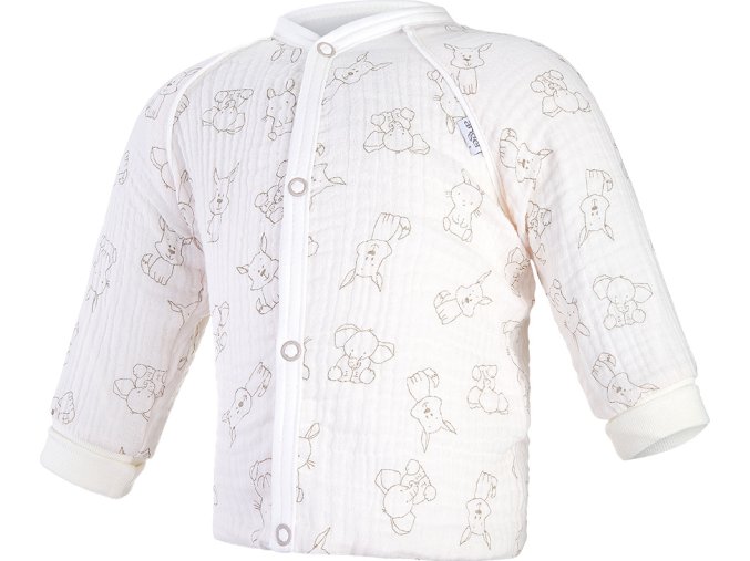 Little Angel kabátek podšitý Outlast® - krémová zvířátka/bílá káva (Velikost 56)
