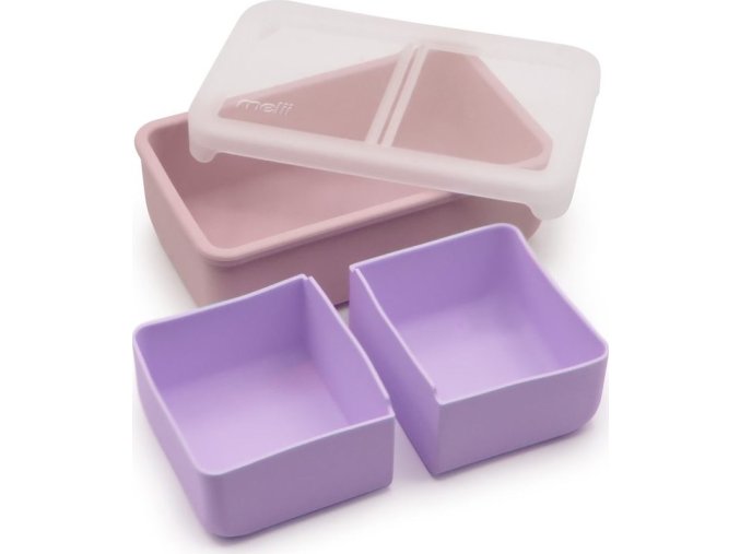 Silikonový bento box na svačinu 700 ml - růžový/fialový