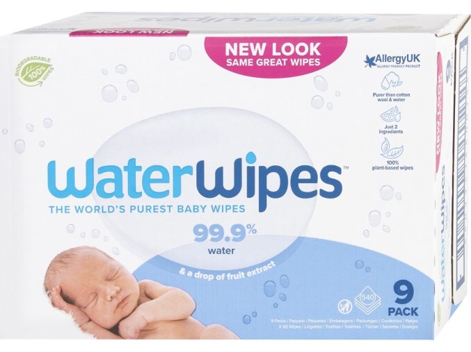 WATERWIPES 9x WATERWIPES Vlhčené ubrousky bez obsahu plastů 60 ks ( 540 ks )