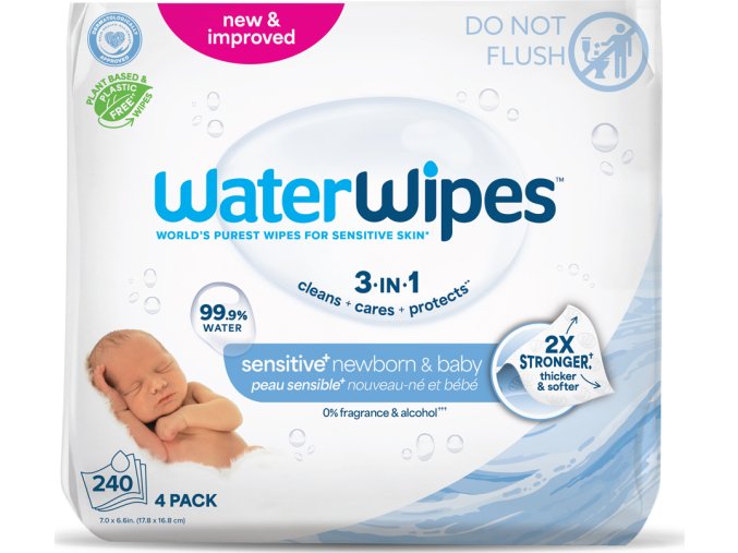WATERWIPES 4x WATERWIPES Vlhčené obrousky bez obsahu plastů 60 ks ( 240 ks )