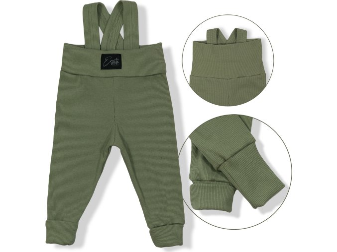 ESITO Rostoucí žebrované kalhoty s laclem Color Sage