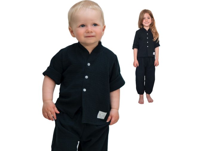 ESITO | Dětská mušelínová košile Luca Black (Velikost 80)