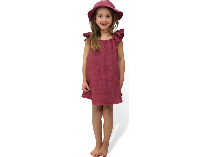 ESITO | Dívčí mušelínové šaty Ruby red (Velikost 80 - 86)