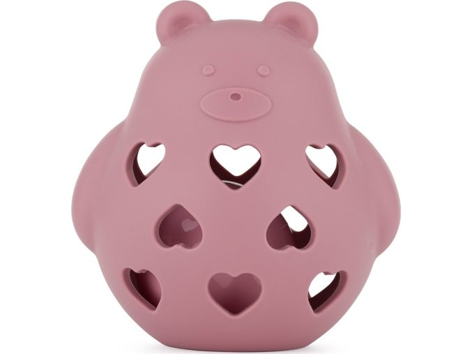 PETITEMARS PETITE&MARS Hračka silikonová s chrastítkem Bear Basil Dusty Rose 0m+
