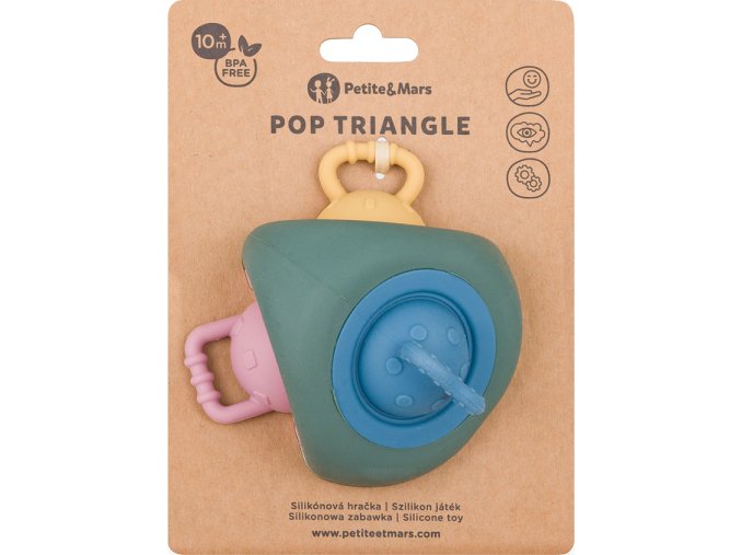 PETITEMARS PETITE&MARS Hračka silikonová Pop Up Triangle Misty Green 10m+