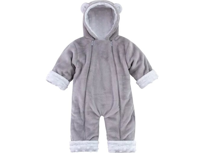 ESITO | Zimní kojenecký overal Minky Teddy White (Velikost 80 - 86)