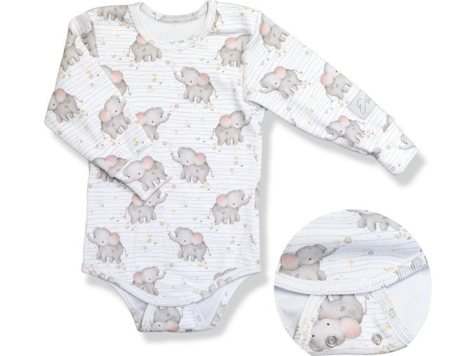 ESITO | Rostoucí body žebrované Sloni (Velikost 62 - 68)