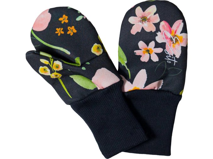 ESITO | Palcové rukavice softshell Spring flowers (Velikost 2 - 3 roky)