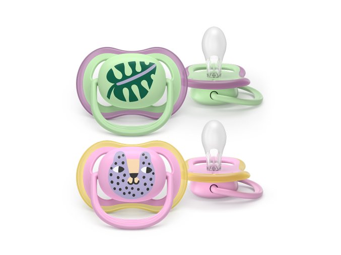 PHILIPS AVENT Philips AVENT Šidítko Ultra air růžová/zelená 6-18m obrázek dívka, 2ks