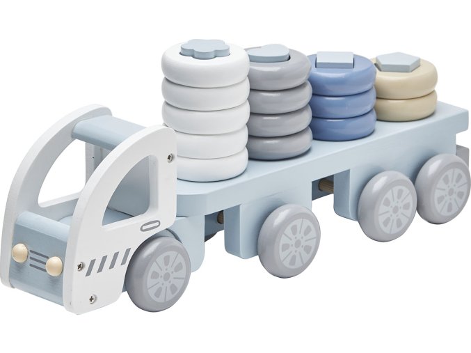 Kids Concept Náklaďák s kroužky dřevěný Blue