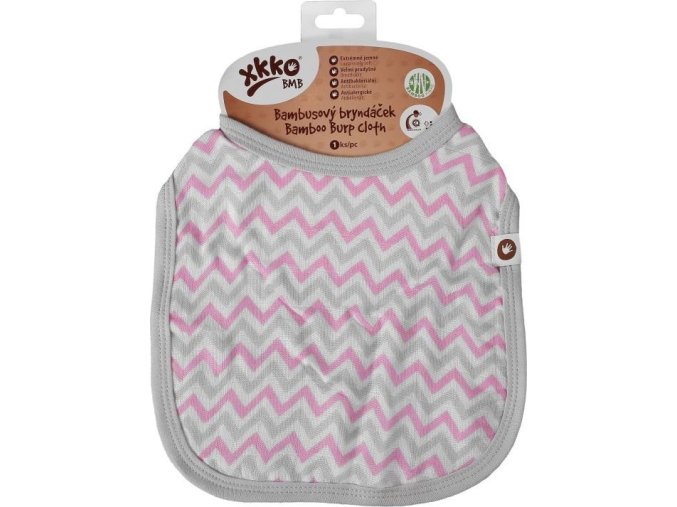 Bambusový bryndáček XKKO BMB - Scandinavian Baby Pink Chevron