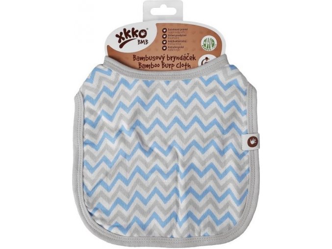 Bambusový bryndáček XKKO BMB - Scandinavian Baby Blue Chevron